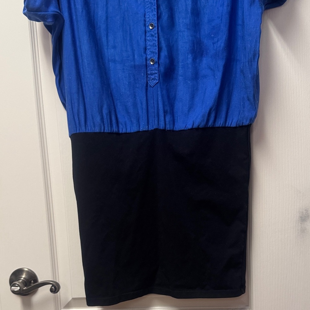 Express Royal Blue and Black Shirt Dress - Picture 7 of 12